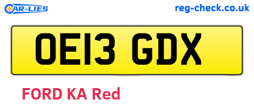 OE13GDX are the vehicle registration plates.