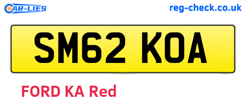 SM62KOA are the vehicle registration plates.
