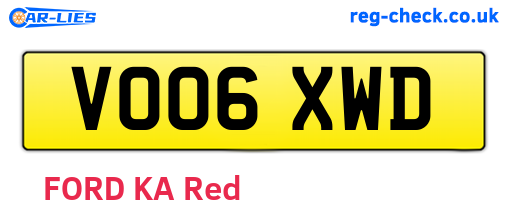 VO06XWD are the vehicle registration plates.