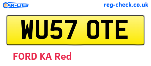 WU57OTE are the vehicle registration plates.