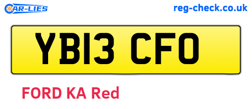 YB13CFO are the vehicle registration plates.