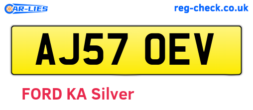 AJ57OEV are the vehicle registration plates.