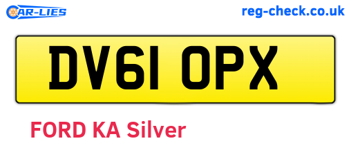 DV61OPX are the vehicle registration plates.