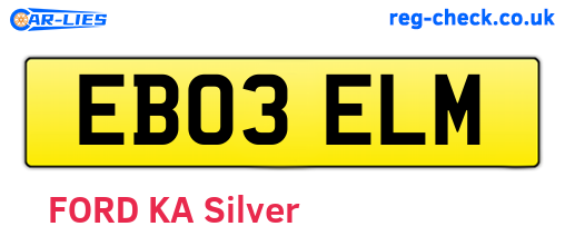 EB03ELM are the vehicle registration plates.