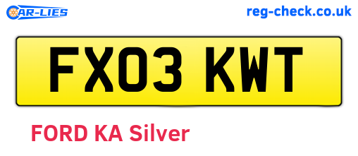 FX03KWT are the vehicle registration plates.