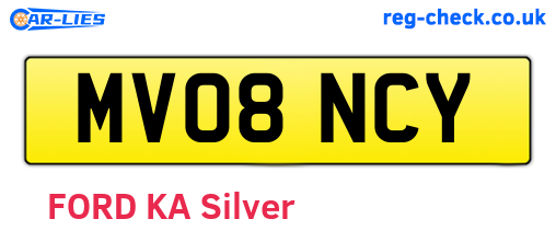 MV08NCY are the vehicle registration plates.