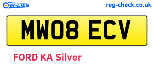 MW08ECV are the vehicle registration plates.