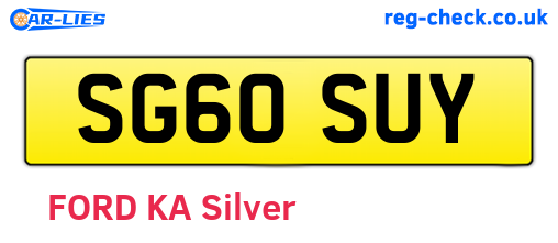 SG60SUY are the vehicle registration plates.