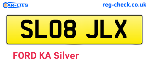 SL08JLX are the vehicle registration plates.