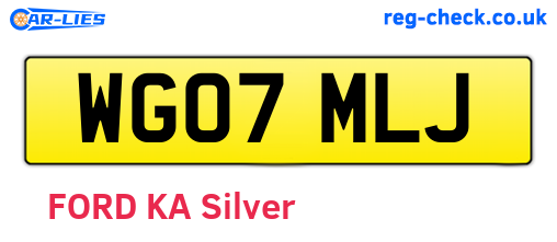 WG07MLJ are the vehicle registration plates.