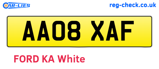 AA08XAF are the vehicle registration plates.