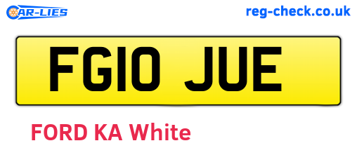 FG10JUE are the vehicle registration plates.