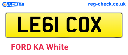 LE61COX are the vehicle registration plates.