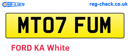 MT07FUM are the vehicle registration plates.