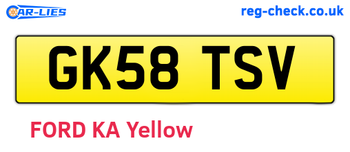 GK58TSV are the vehicle registration plates.