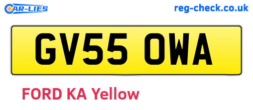 GV55OWA are the vehicle registration plates.