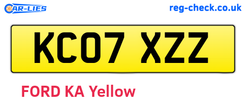 KC07XZZ are the vehicle registration plates.