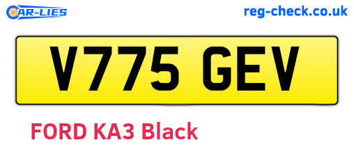 V775GEV are the vehicle registration plates.