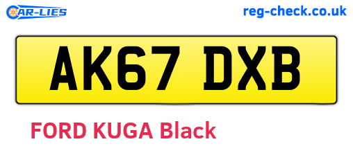 AK67DXB are the vehicle registration plates.
