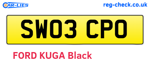 SW03CPO are the vehicle registration plates.