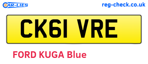 CK61VRE are the vehicle registration plates.