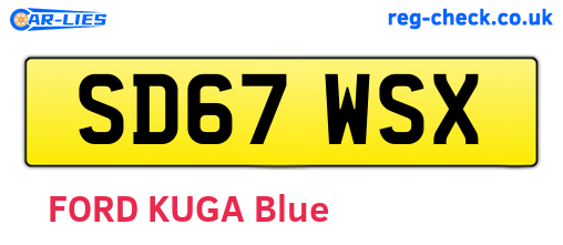 SD67WSX are the vehicle registration plates.
