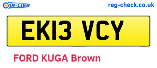 EK13VCY are the vehicle registration plates.