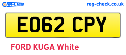 EO62CPY are the vehicle registration plates.