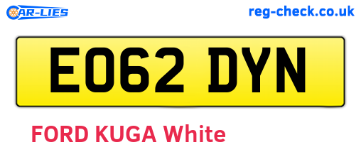 EO62DYN are the vehicle registration plates.