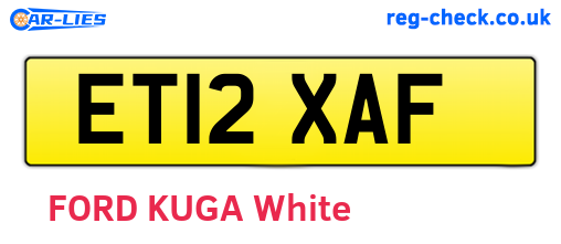 ET12XAF are the vehicle registration plates.