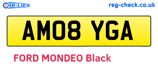 AM08YGA are the vehicle registration plates.