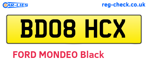 BD08HCX are the vehicle registration plates.