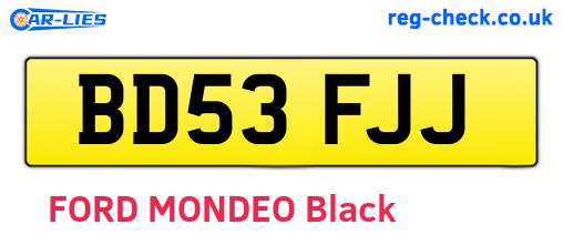 BD53FJJ are the vehicle registration plates.