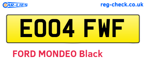 EO04FWF are the vehicle registration plates.