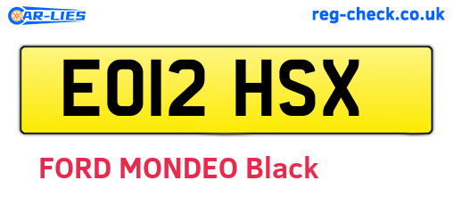 EO12HSX are the vehicle registration plates.