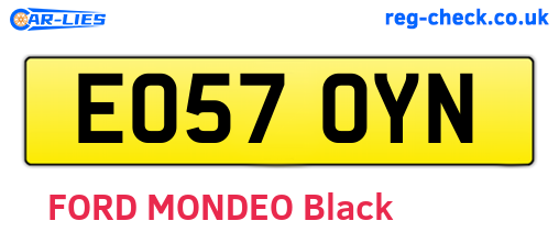 EO57OYN are the vehicle registration plates.