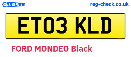 ET03KLD are the vehicle registration plates.