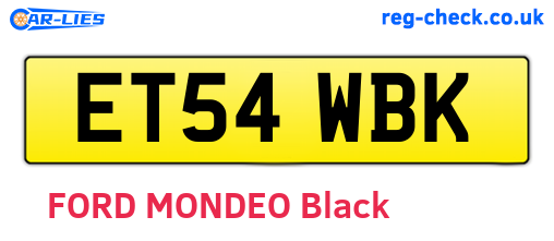 ET54WBK are the vehicle registration plates.