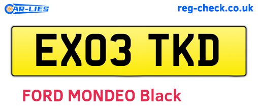 EX03TKD are the vehicle registration plates.