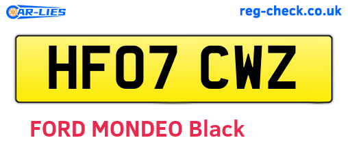 HF07CWZ are the vehicle registration plates.