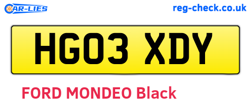 HG03XDY are the vehicle registration plates.