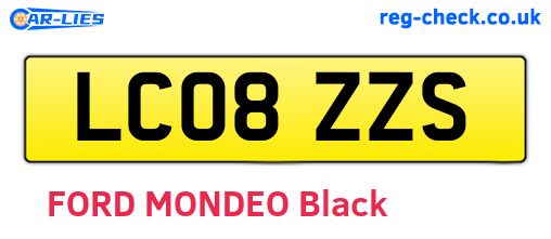 LC08ZZS are the vehicle registration plates.