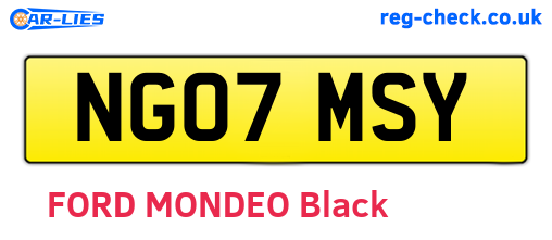 NG07MSY are the vehicle registration plates.