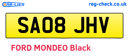 SA08JHV are the vehicle registration plates.