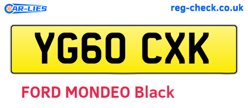 YG60CXK are the vehicle registration plates.