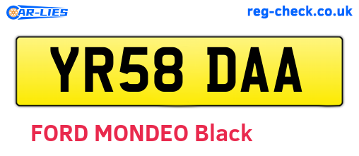 YR58DAA are the vehicle registration plates.