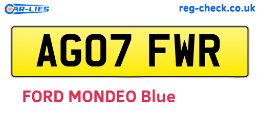AG07FWR are the vehicle registration plates.