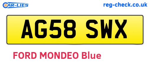 AG58SWX are the vehicle registration plates.