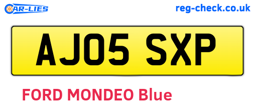 AJ05SXP are the vehicle registration plates.