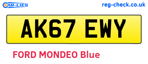 AK67EWY are the vehicle registration plates.